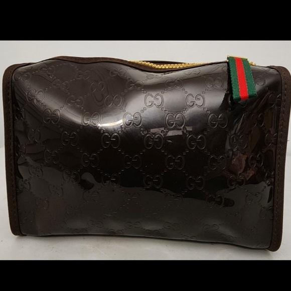 Gucci Other - Gucci Brown Toiletry Bag with Signature Monogram and Webbing